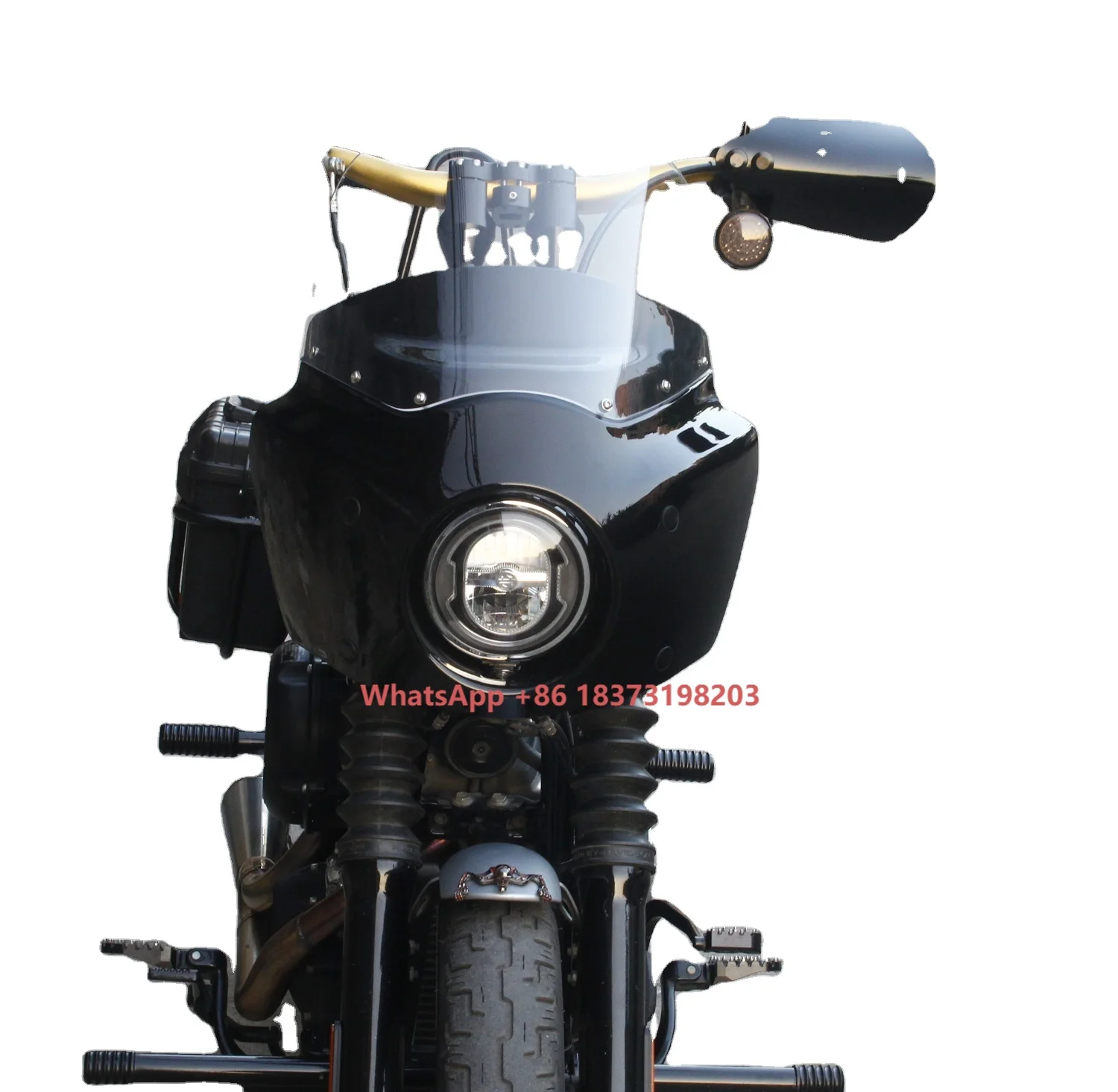 Motorcycle Windshield Headlight Fairing with Headlight Relocation Block for Harley Softail Low Rider S 114 117 FXLRS 2020-2023