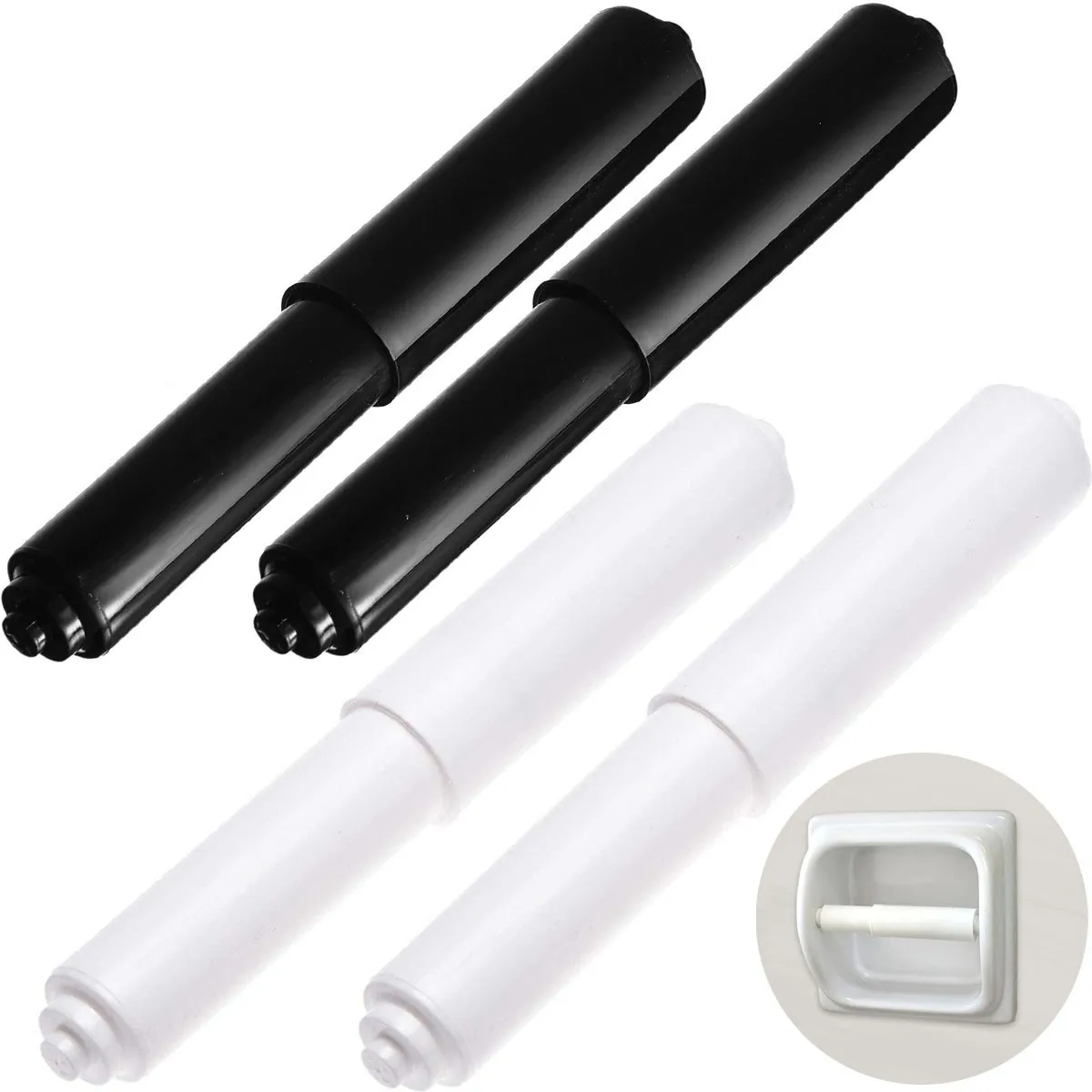 Small Head Bathroom Tissue Box Accessories Plastic Spring Telescopic Rod White Plastic Roll Shaft Tissue Holder Roller