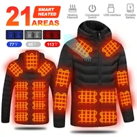 Chaqueta calefactable de 21 áreas para hombre, chaleco cálido, chaqueta con autocalentamiento USB, abrigo calefactable para mujer, esquí, Camping, senderismo, ropa de algodón lavada para invierno