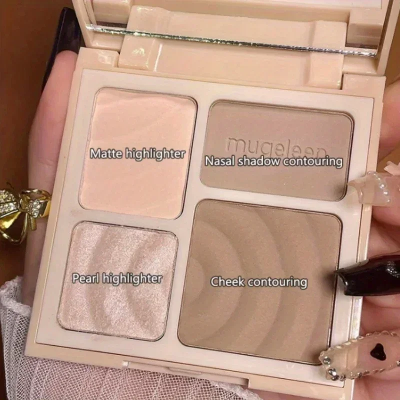 Shimmer Matte Face Highlight Contour Palette Natuurlijke langdurige gezichtsverhelderende poeder 3D Neusschaduw Cosmetica