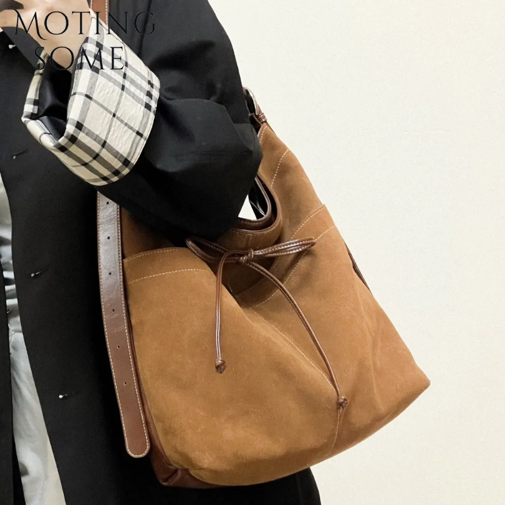 

Motingsome Autumn Bags Luxury Suede Bag for Women Handbag and Purses Retro Causal Tote Milled Leather Soft Shoulder Bags 2024