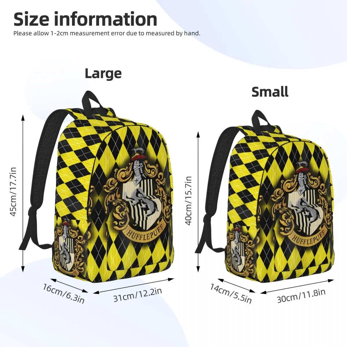 Mochila con estampado de Hufflepuff para mujer, morral con diseño de entrenamiento, ropa de calle, escuela secundaria, The Boy Who Lived Movie