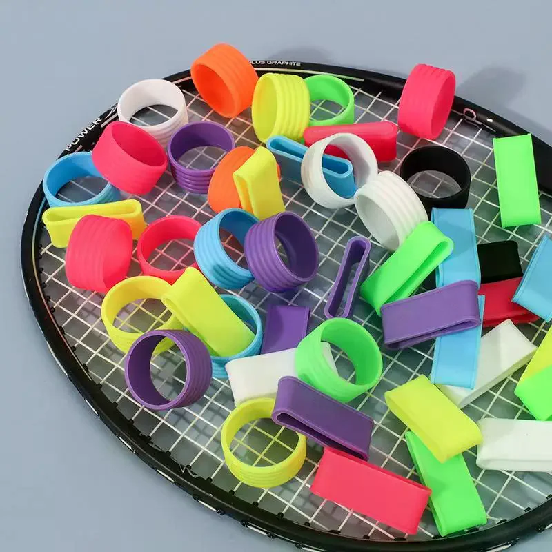 4 قطعة/الوحدة سيليكون مضرب تنس قبضة حلقة مقبض إغلاق المطاط امتصاص العرق الفرقة ثابت لمط مقبض التنس الملحقات