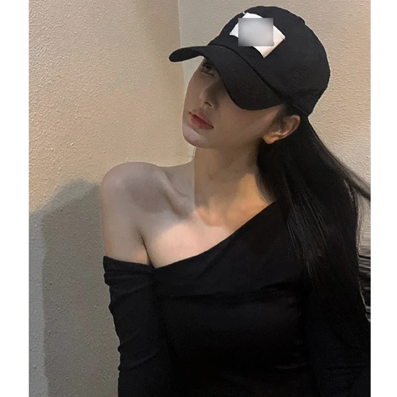 

New Jazz Dance Clothes Women Long Sleeves Blouse Oblique Shoulder Y2K Black Tops Kpop Idol Clothing Fashion Casual Wear JL5879