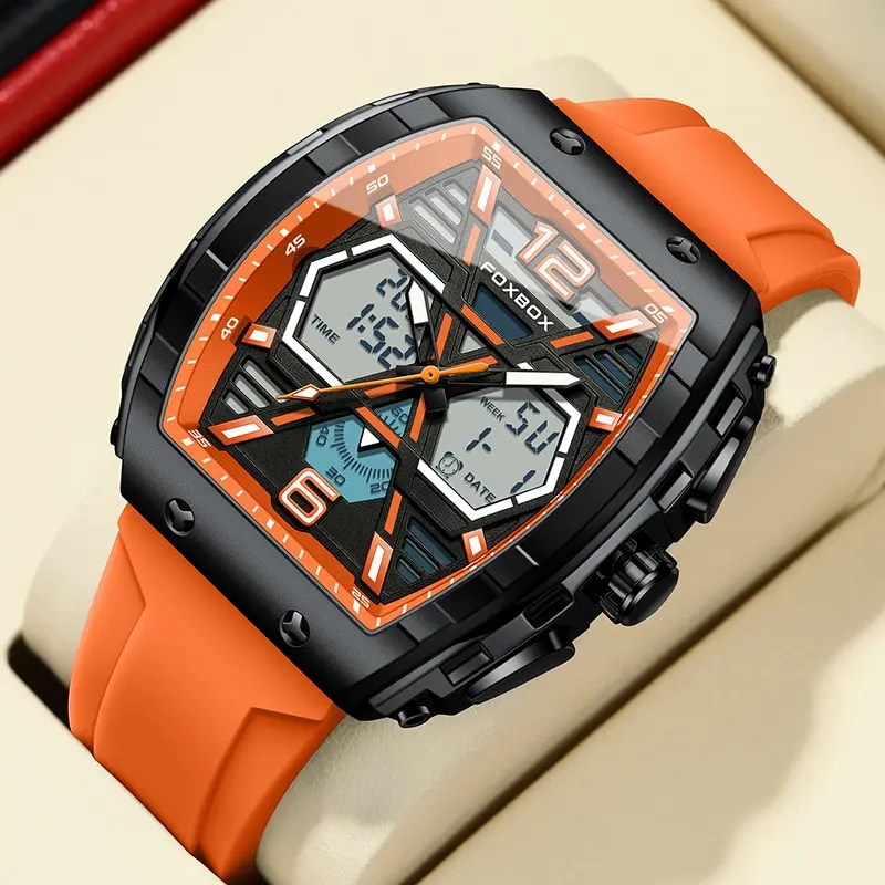 2024 Top Brand Luxury Men Watches Fashion Silicone Watch Men Casual Waterproof Dual Display Watch For Men Relogio Masculino