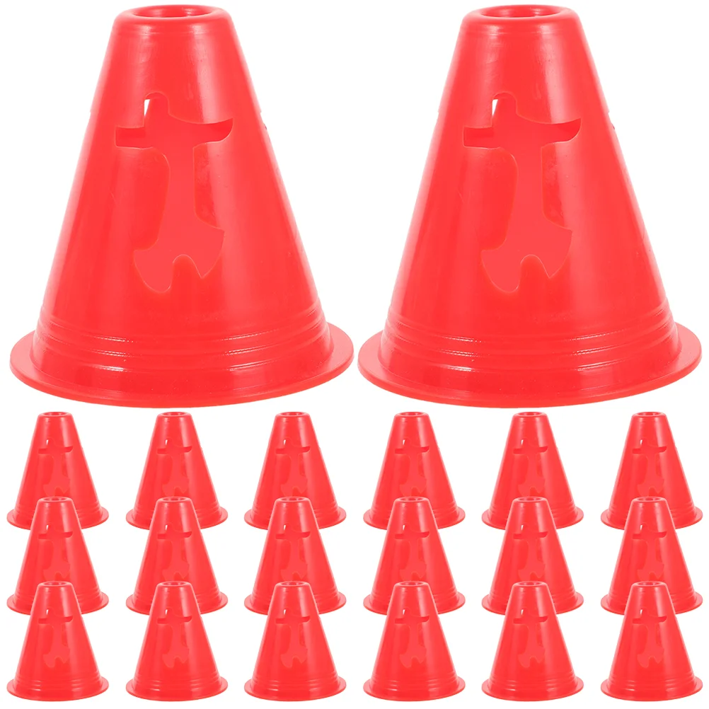 20 Pcs 8cm High Red Training Cones for Roller Skating Soccer Agility Drills Lightweight Portable Smooth Colors