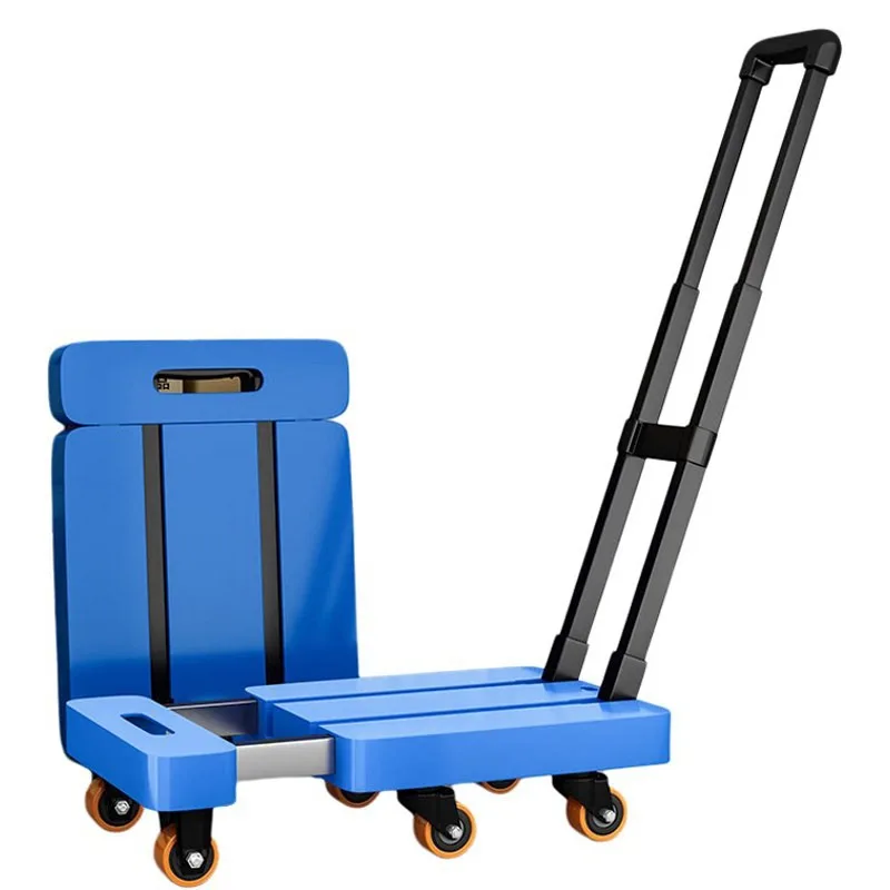 Large Wheel Quiet Folding Platform Cart  Telescopic Handle Hand Truck for Home Commercial
