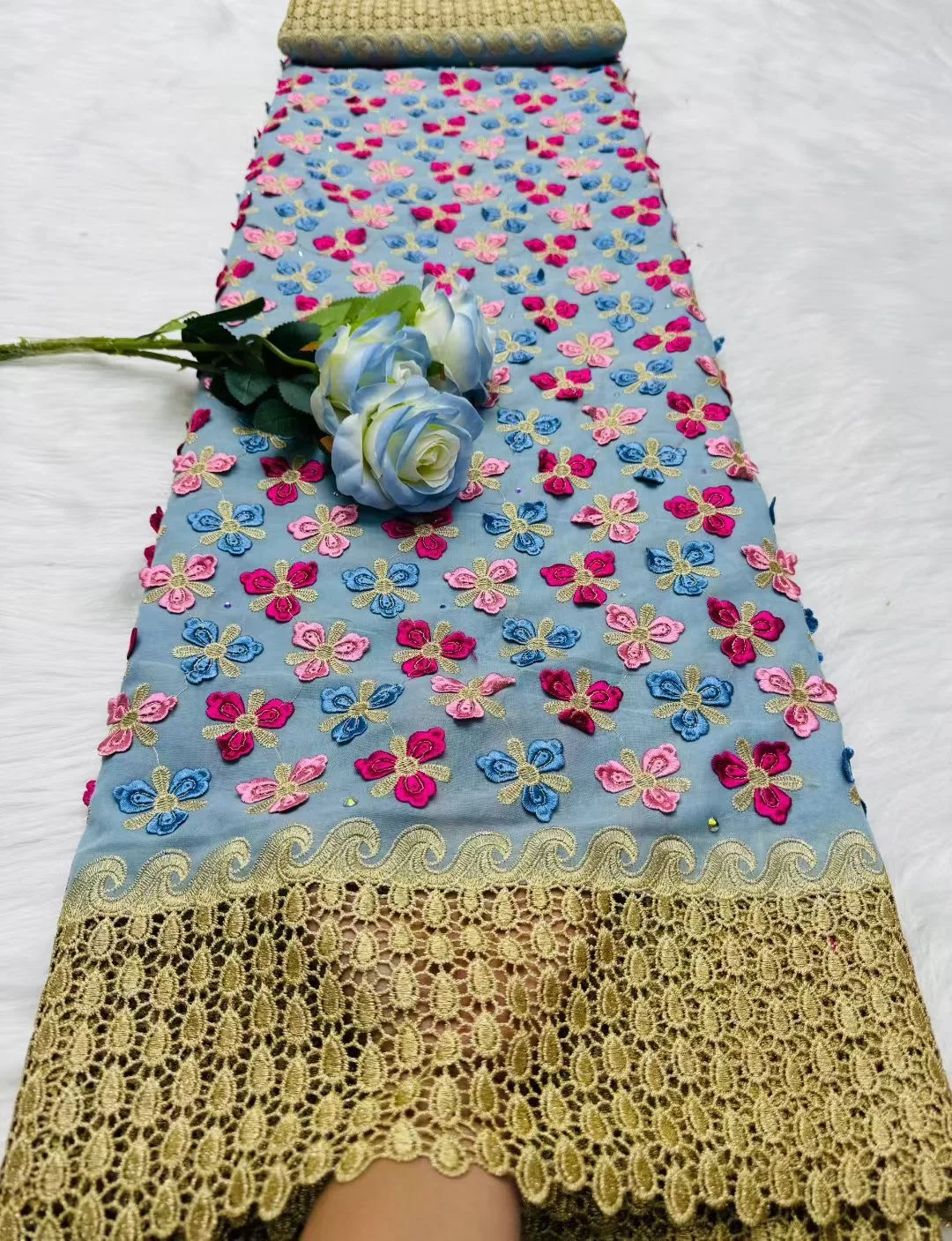 

Swiss Voile Lace In Switzerland With 3D Flower Applique Stones 2026 Super Quality African Lace Fabric For Wedding Lace Dress