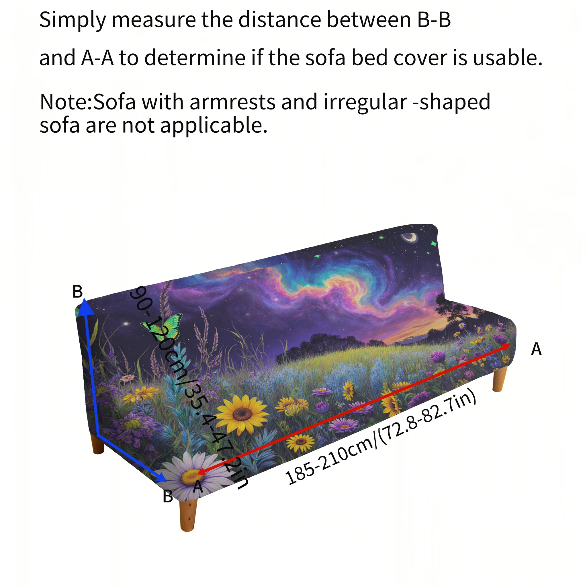 Fantasy starry sky flower sea sofa bed cover, non-slip and anti-grab furniture protective cover, easy to install