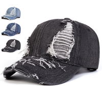 Unisex Ripped Denim Water Wash Baseball Caps Spring Autumn Outdoor Adjustable Casual Hats Sunscreen Hat Sports Cap