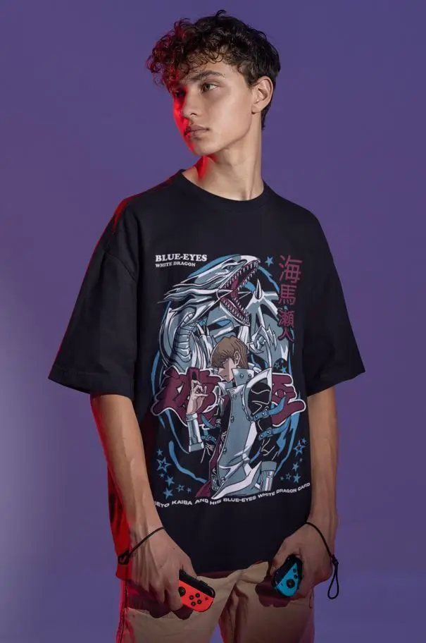 Camiseta de Anime Seto Kaiba, ojos azules, dragón blanco, Yu Gi Oh, YuGiOh