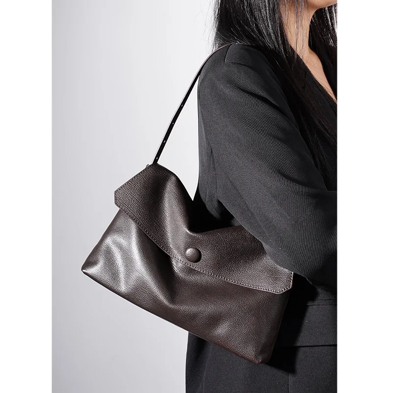 Natural Head Layer Cowhide Women Bags Versatile Fashion Casual Simple Senior Sense Leather Women Bag Large Capacity Shoulder Bag