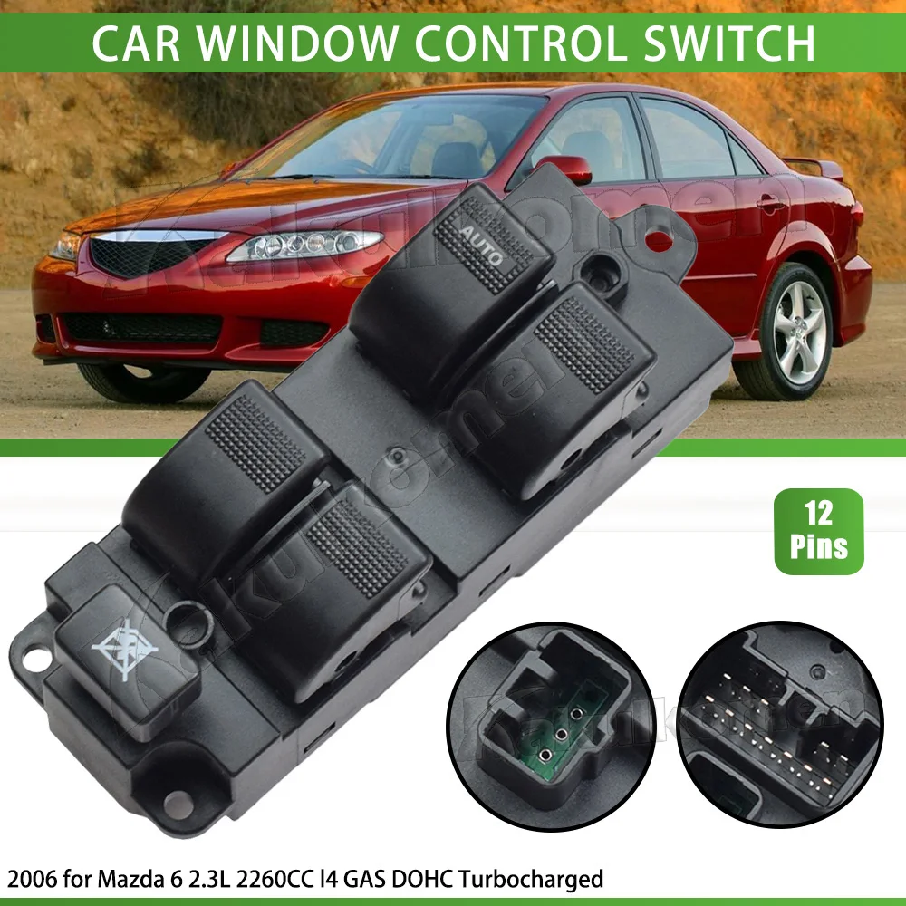 New 12 Pins Car Electric Window Lifter Glass Power Window Switch Regulator Button For Mazda 323 BL4E-66-350W1 CB81-66-350W1