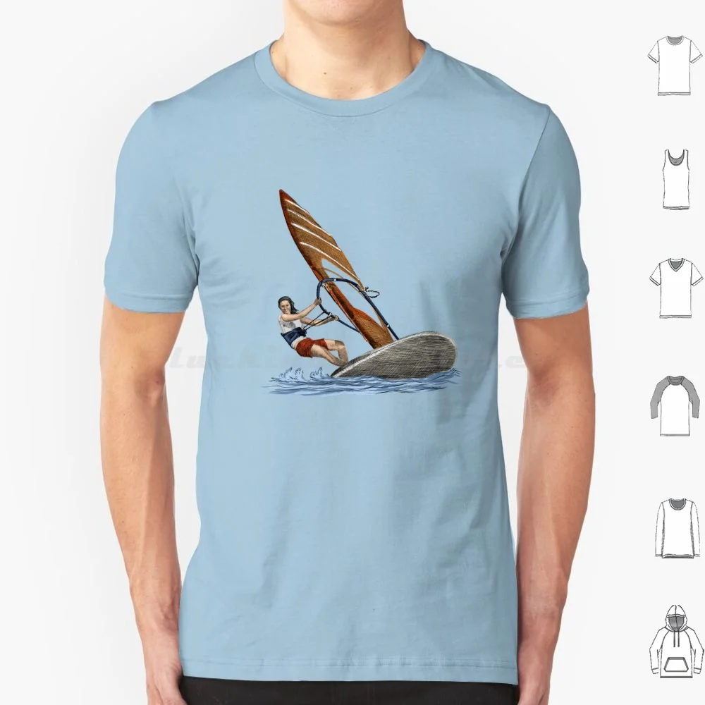 Camiseta de windsurf talla grande 100% algodón Windsurf deportes náuticos deportivos Wodne deportes acuáticos windsurf surfista Vindsurf