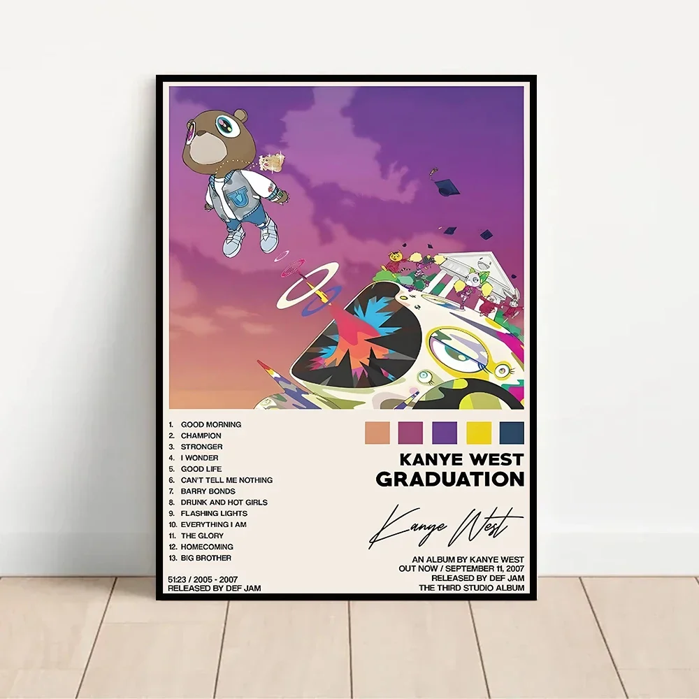 Frameless Canvas Painting High-definition Printed Pop Music Album Cover Art Poster of Rap Singer Kanye West Home Wall Decoration