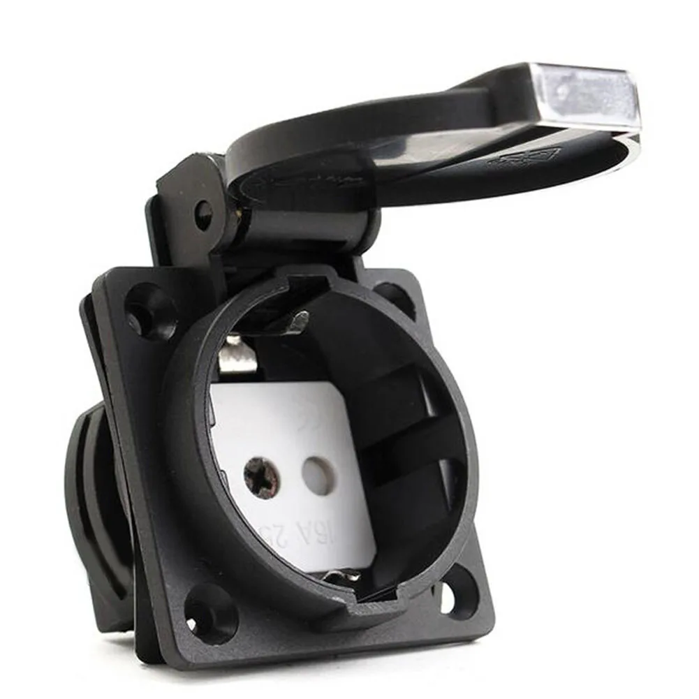 

Convenient and Waterproof Black AC 250V German Standard Power Outlet Socket Perfect for homes and public places