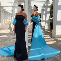 CustomizedProm Dress Fashion Strapless Mermaid Celebrity Dresses Knot Stole Taffeta Formal Evening Gowns Платья Летние Женские 신