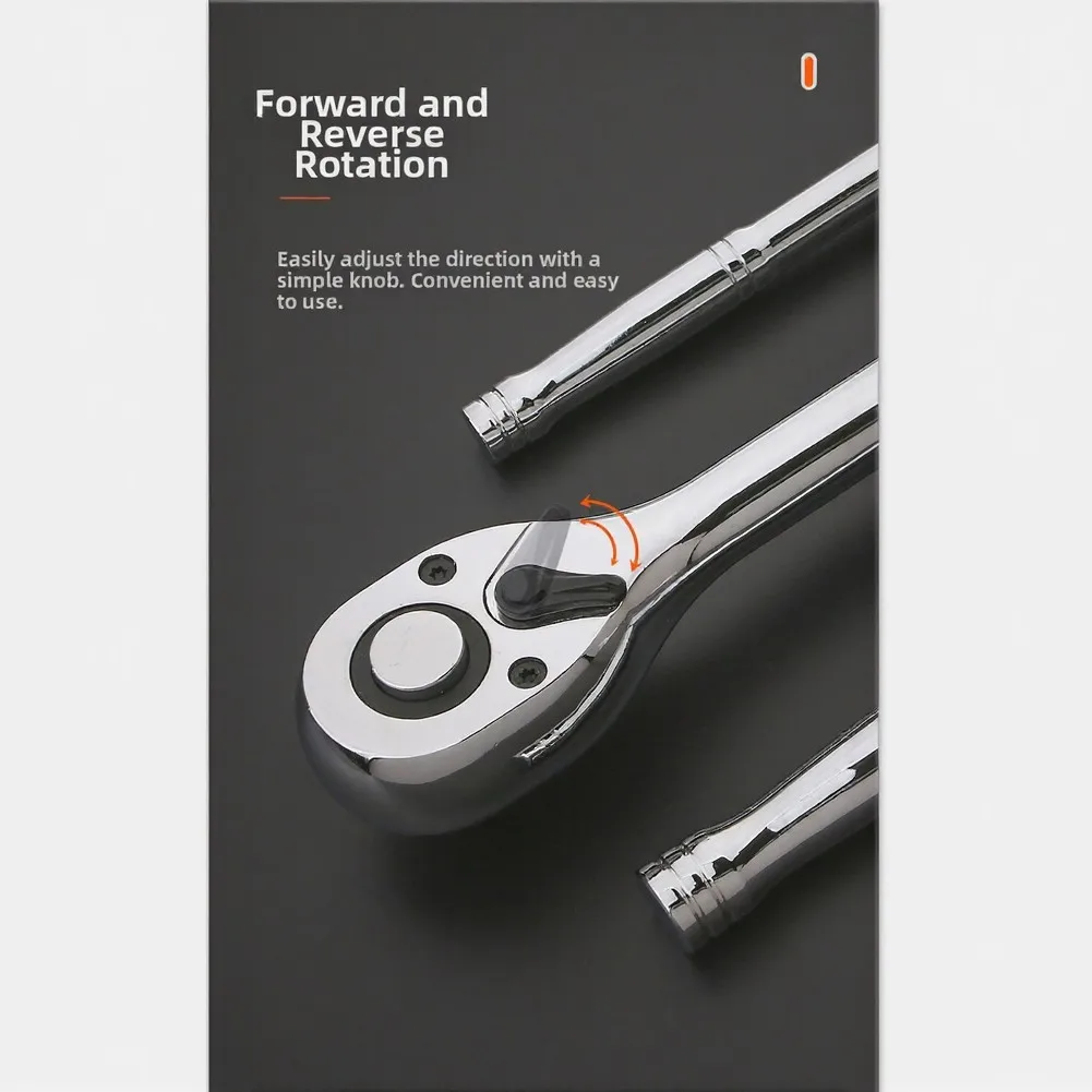 

Head Ratchet Wrench 3/8 Drive 90 Tooth Gear 180 Degree Pivot 7 Position for Automotive Repair Industrial Maintenance DIY