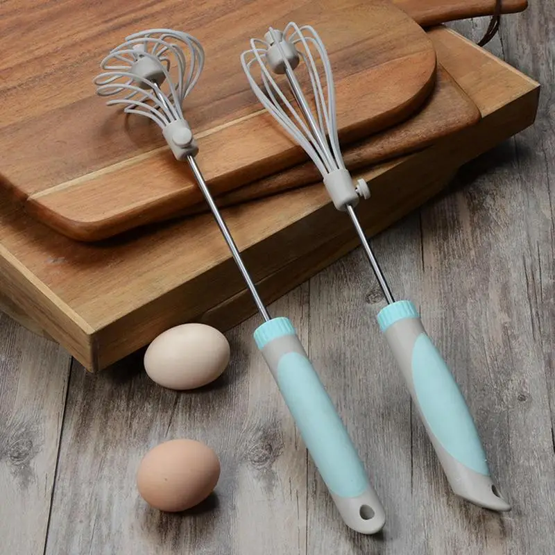 Egg Beater Hand Push Whisk Blender Rotating Push Whisk Mixer Kitchen Utensil For Blending Whisking Beating And Stirring