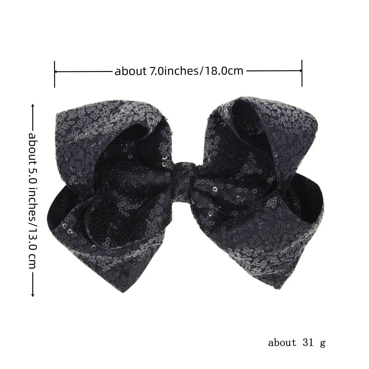 7 inch Big Large Sequin Grosgrain Ribbon Hair Bow Alligator Clips Barrette Bowknot Headwear Children Girls Hair Accessories