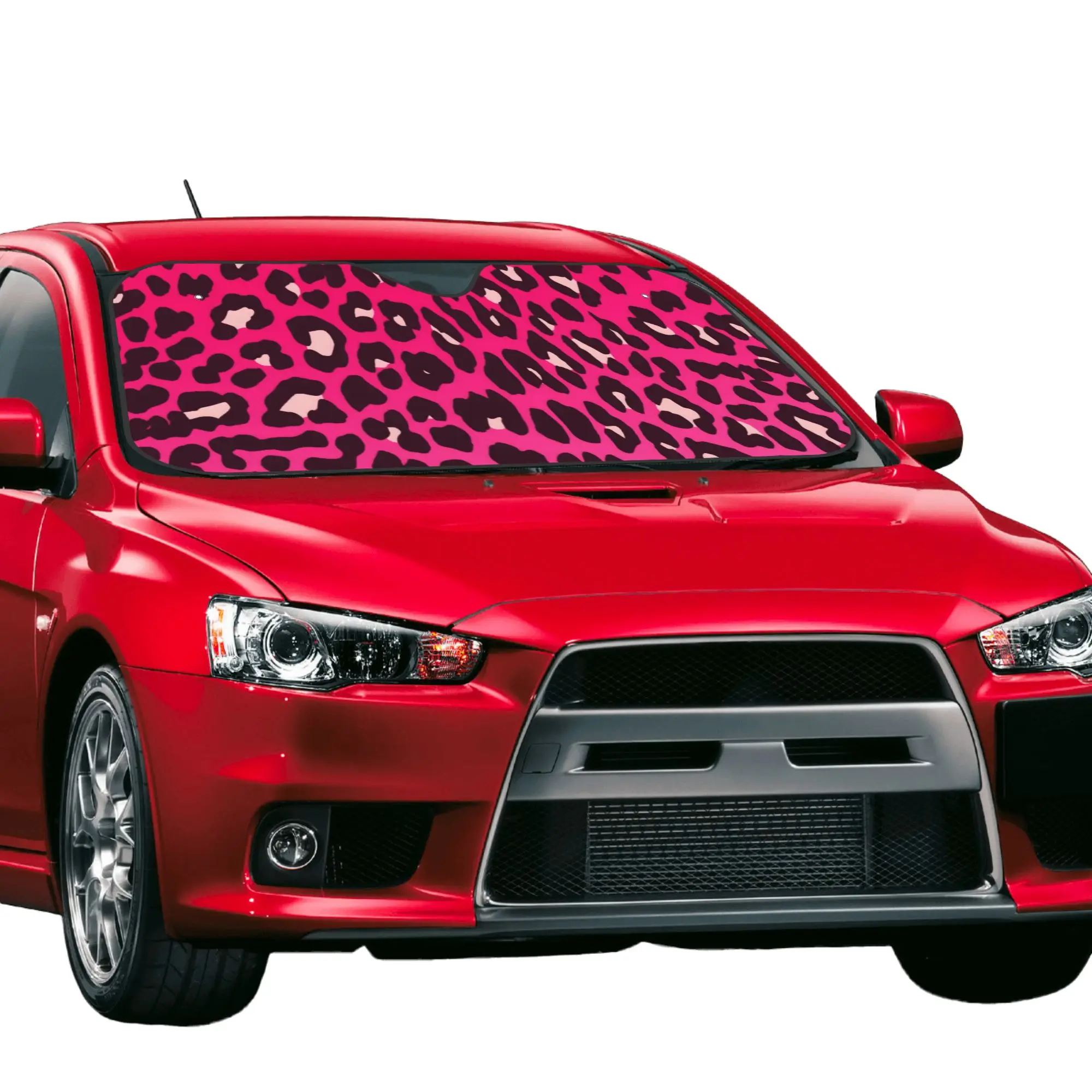 Pink Leopard Print Car Front Windshield Sun Visor UV Protection Car Sun Shade Heat Insulation Cover  Aluminum Foil Car Sunshade