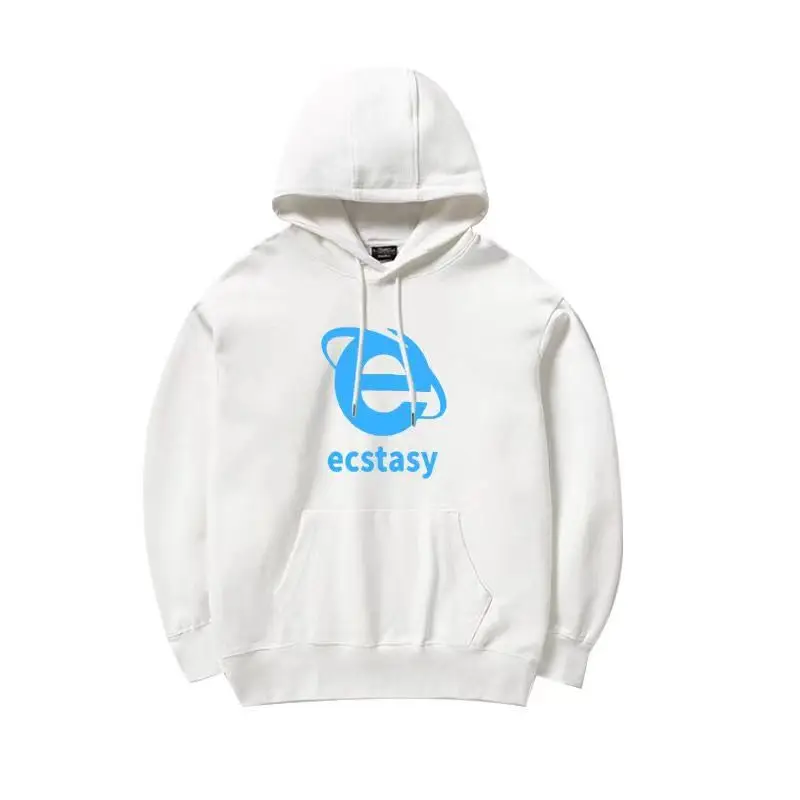 Streetwear Hoodie Ecstasy Letter Graphic Print Pullover Men Y2K style Oversized Harajuku Sweatshirt Hip Hop Hooded Clothes Women