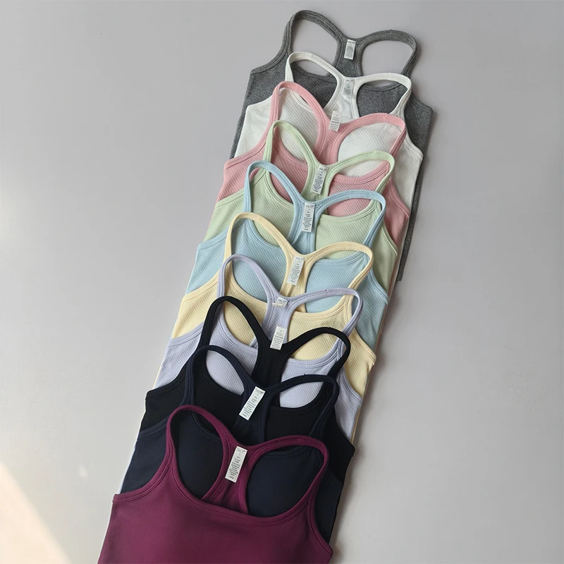 Yoga-Anzug Sportunterwäsche für Damen Stoßfestes, formgebendes Fitness-Top mit kleinen Trägern, I-förmig, schlank geschnitten, zum Laufen im Freien und für Pilates geeignet. – Detail 4