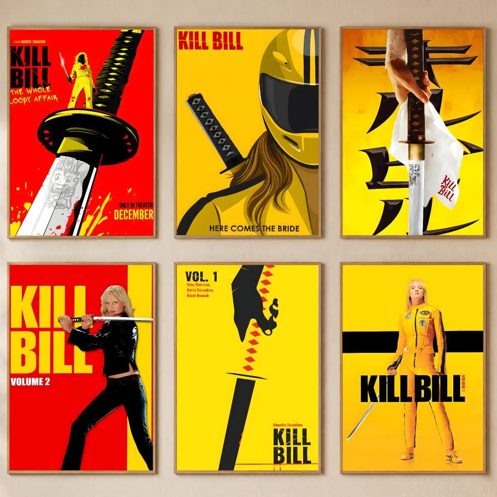 Action Movie K-Kill Bill Poster PP Self-Adhesive Bedroom Gaming Cafe/Bar Vintage Aesthetic Decor Ideal Gift