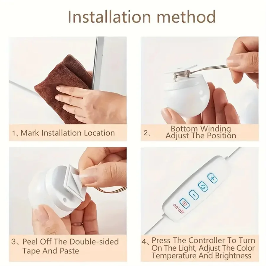 化粧鏡用ハリウッドスタイルLEDライト,USBケーブル付き,8ライト/10ライト/1セット