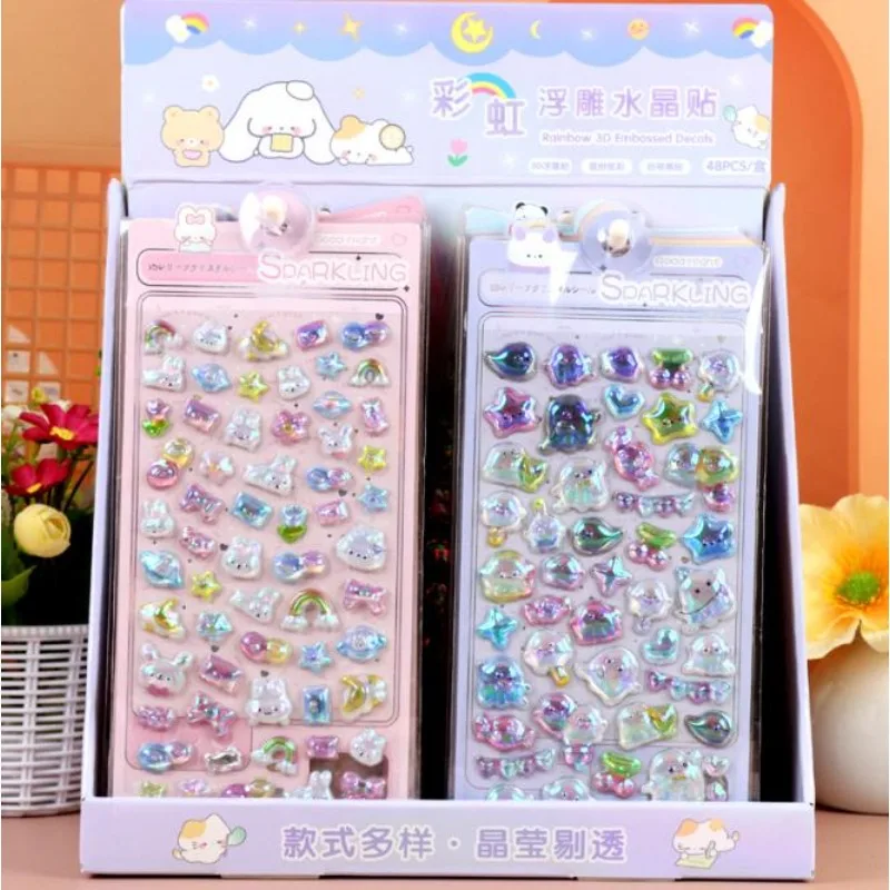 

Подводное мультяшное животное 3D стереоскопическая радужная рельефная наклейка, милая наклейка с кроликом для детей