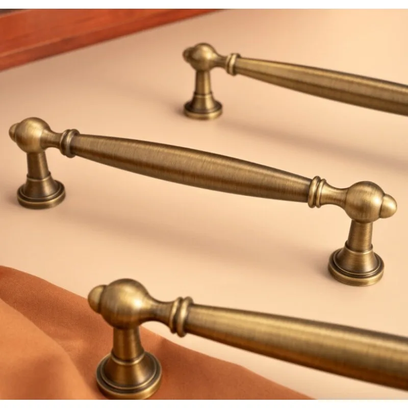 French Antique Brass Handle Simple Drawer Cabinet Handle Bronze Retro Cabinet Door Handle
