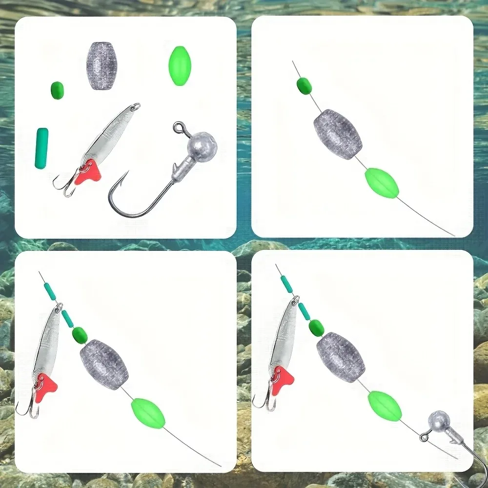 /400/900 조각 미끼 올리브 비즈 형광 야간 조명 플라스틱 미끼 비드 세트 충돌 방지 비즈 및 보호 비즈 포함