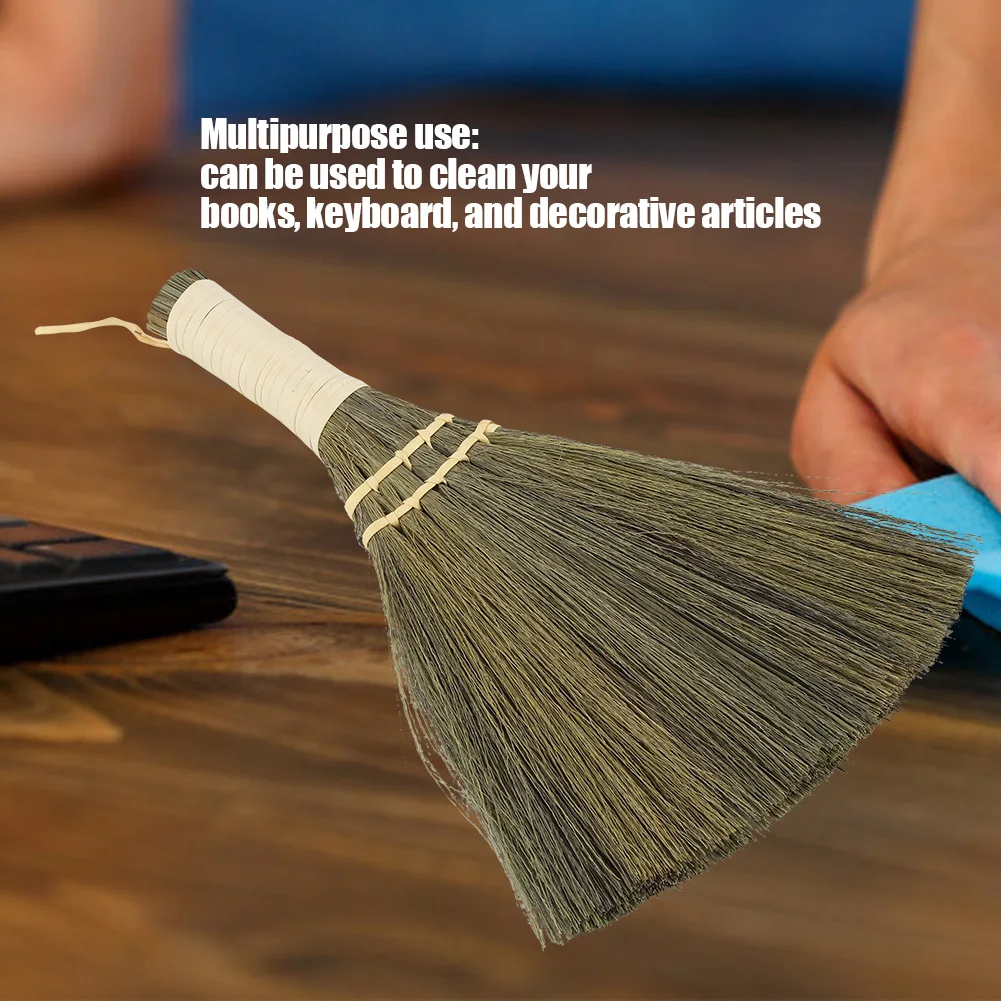 Escoba pequeña trenzada de paja Manual para el hogar, escoba de barrido hecha a mano para limpieza de suelo y polvo, Hos suaves