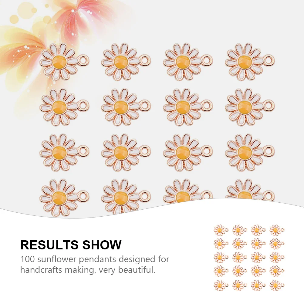 

100pcs Alloy Jewelry Pendant Sunflower Diy Craft Supplies Necklace Bracelet Keychain Decor Sunflower Pendant Accessories