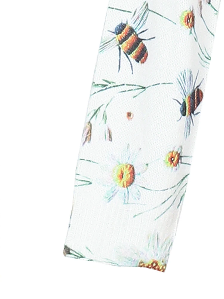 Damski luźny sweter z długim rękawem i dekoltem w szpic z nadrukiem pszczoły Jesienno-zimowy wydajny wybranie Wygodna dzianina