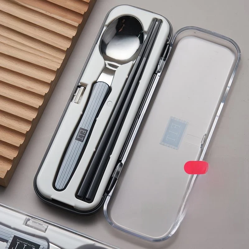 

Portable Children's Dining Set with Chopstis Spoon Fork for Elementary School Students Dormi Carry-On Meal Kit