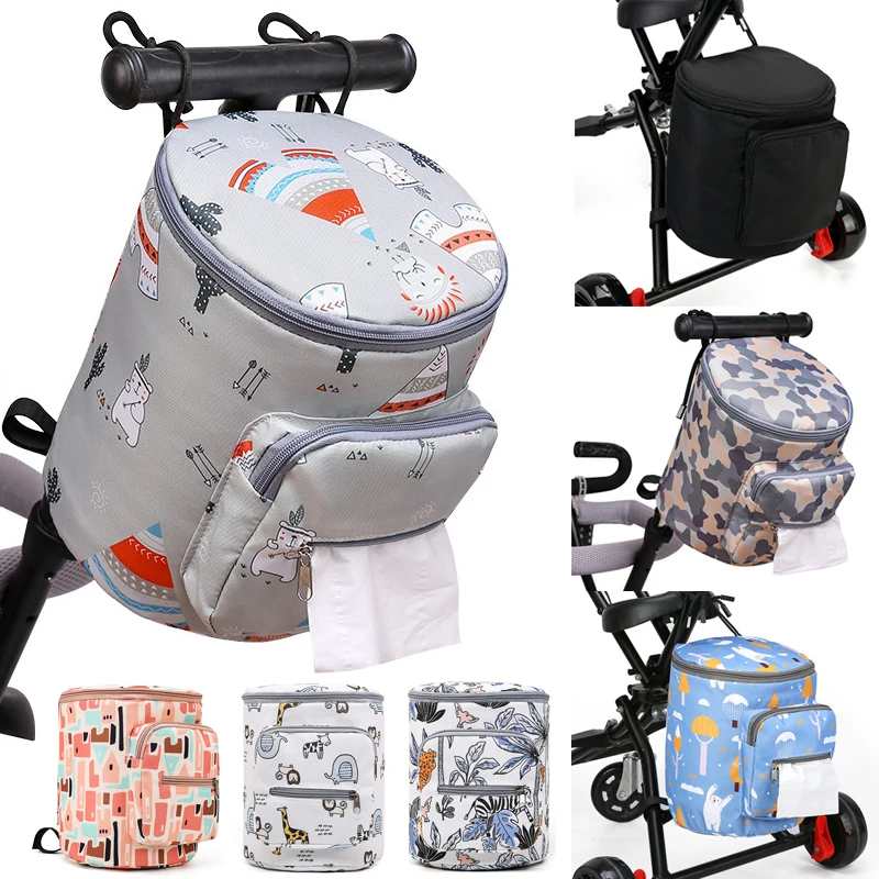 Zipper Mommy Bag Cartoon Baby Stroller Bag Hanging Bedside Storage Bags Travel Diaper Bags Large Capacity Pram Cart Accessories