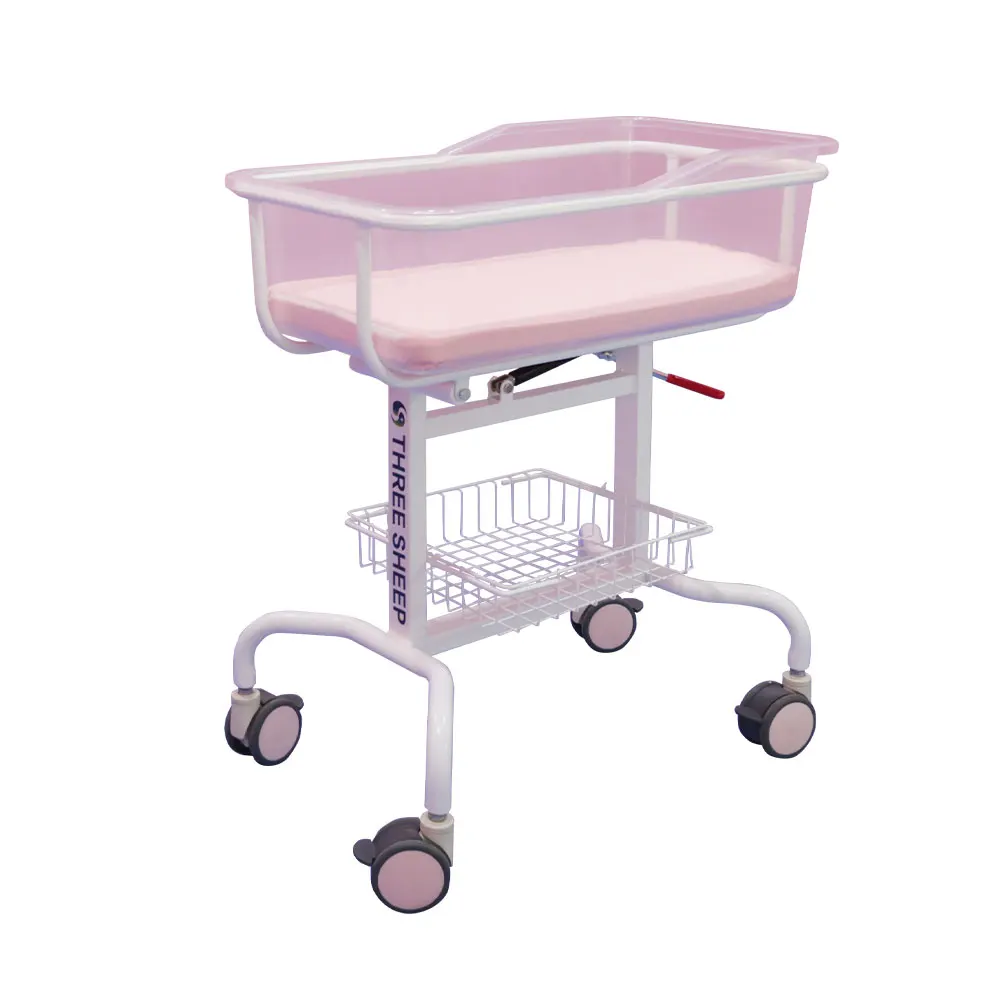 Hydraulic Multifunction Adjustable Newborn Medical Bed ICU Children Pediatric Bed Coated Steel Hospital Baby Crib
