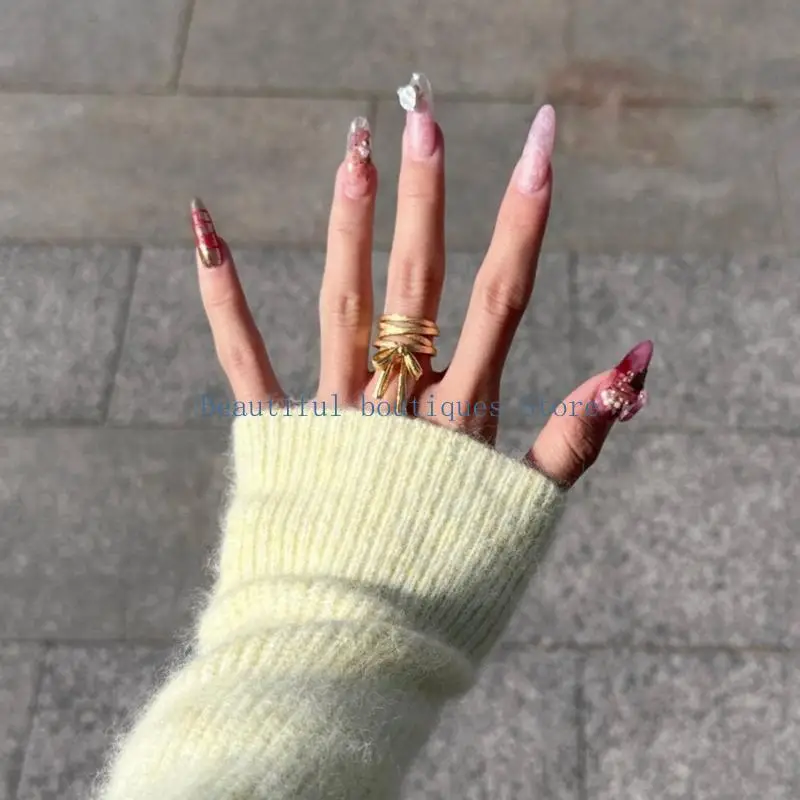 U4LF Fashionable Bowknot Rings Trend Finger Rings Butterfly Knot Open Rings for Women