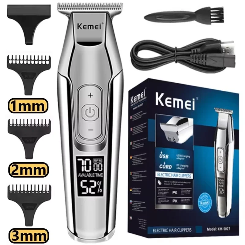 Kemei Professional Hair Clipper Beard Trimmer for Men Adjustable Speed LED Digital Hair Clipper Carving Clippers Electric Razor