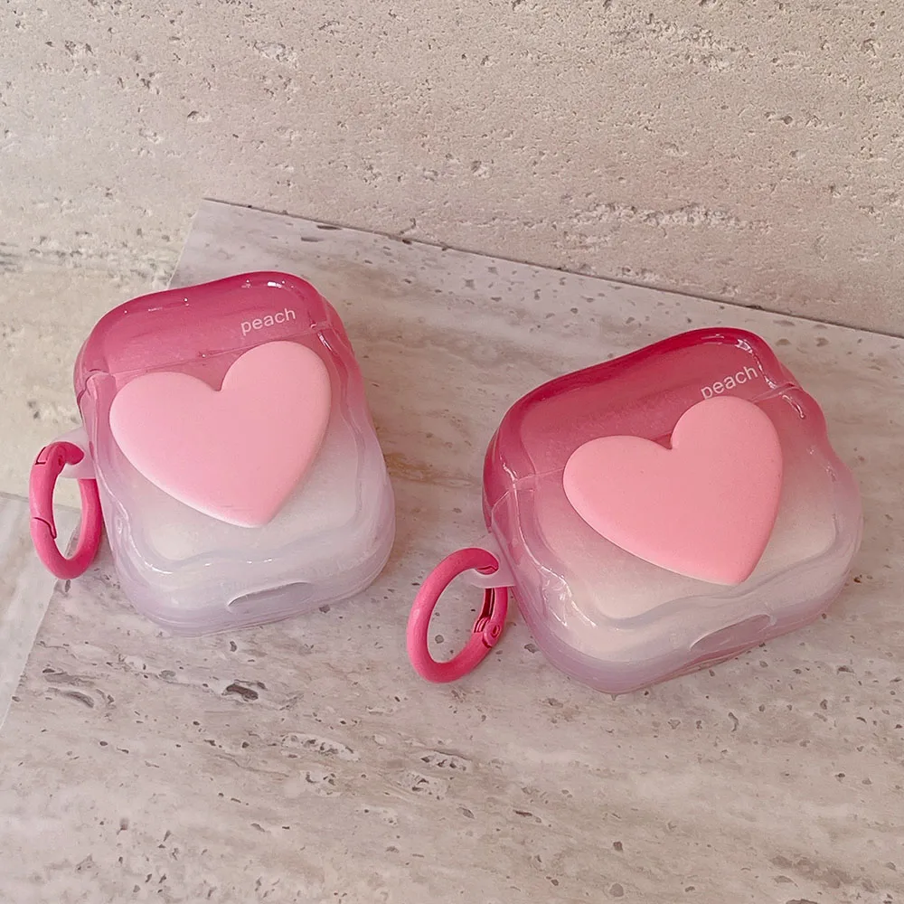 

Чехол Ins 3D Heart Love с градиентом цвета для Airpods 3rd Pro 2 для Airpods 2 3 Pro2rd, милый силиконовый чехол с волнистыми аксессуарами для наушников