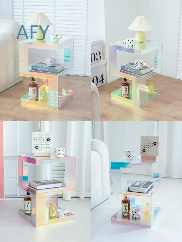 Luxury Transparent Acrylic Coffee Table for Living Room Sofa Side Corner Tables Bedroom Square Bedside Cabinets Furniture