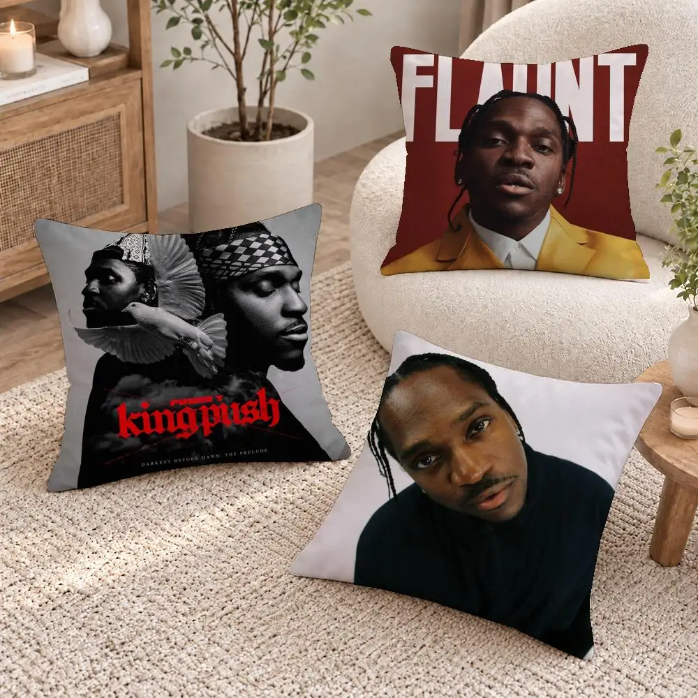 Sharp Rapper Pusha T Cushion Cover Washable Short Plush Pillowcase, Wrinkle Resistant Cushion Cover for Bedroom Decor Gift