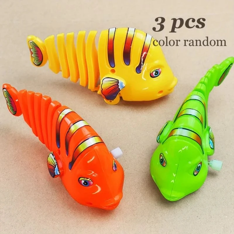 Funny Kids Toy Cartoon Wind-Up Wiggle Fish Clockwork Toys Fun Plastic Swing Fish Pet Cat Toy Decompression Toys for Kids