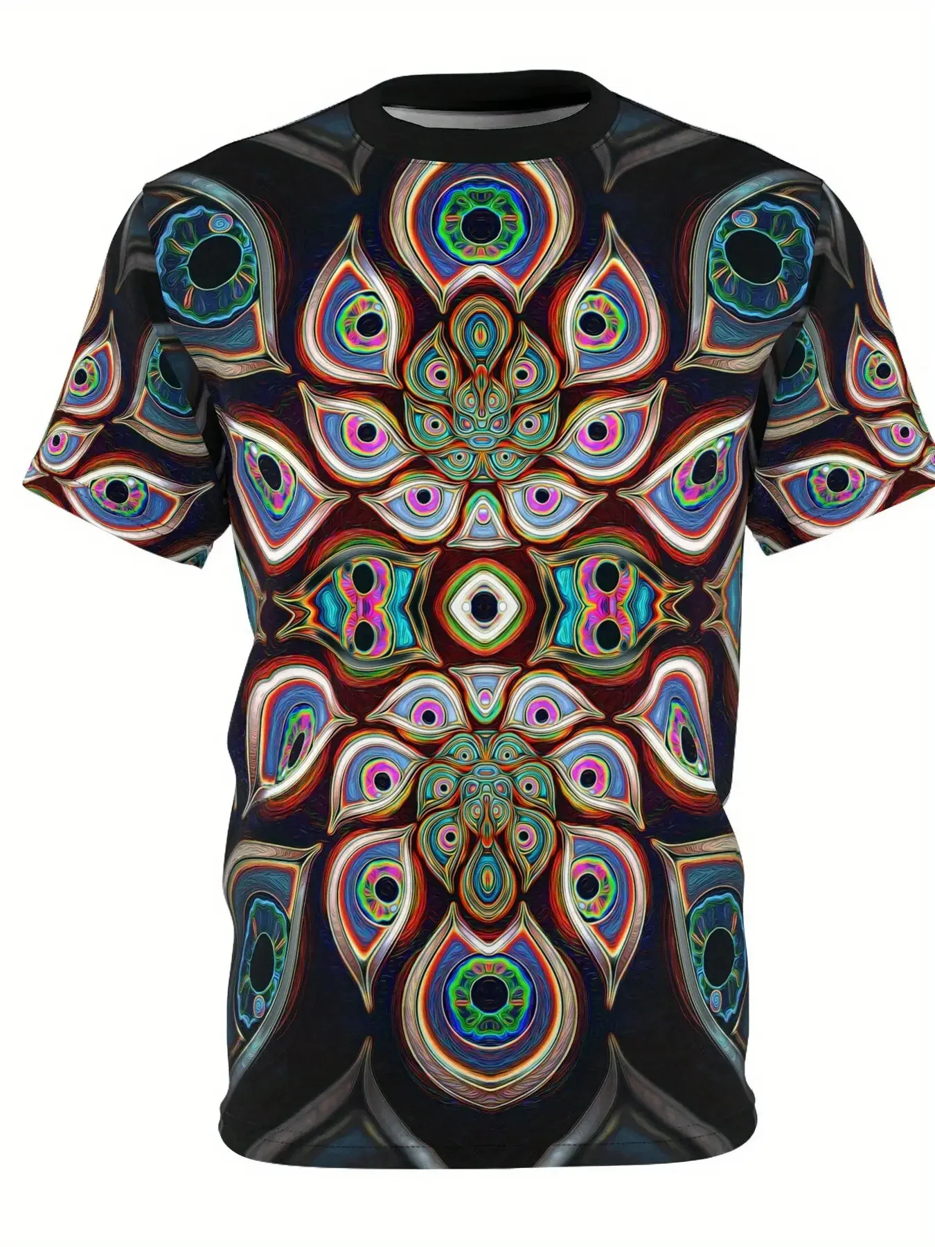 

Мужская футболка с психоделическим 3D-принтом глаз DMT — яркий многоцветный калейдоскопический дизайн, удобная повседневная футболка с круглым вырезом и короткими рукавами