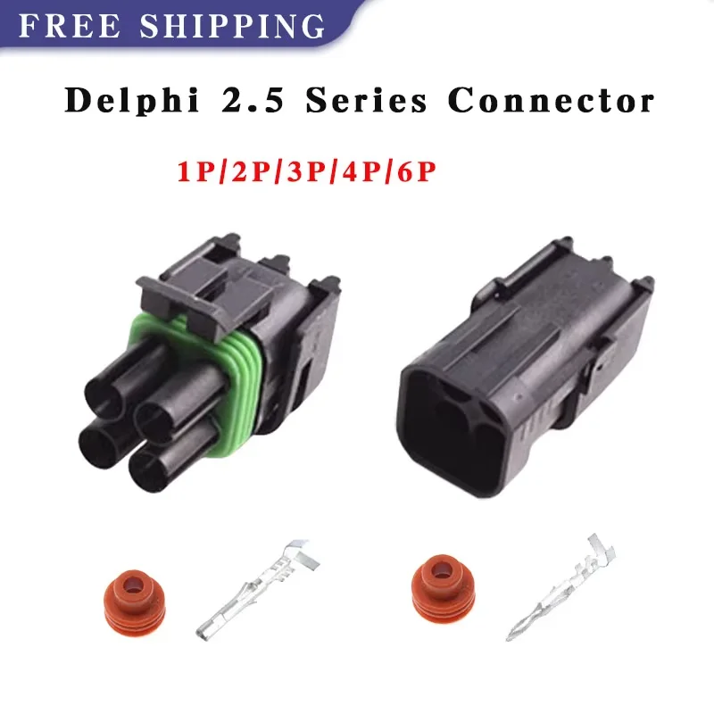

5/20/100Set Delphi 2.5 Series Connector Kit 1/2/3/4/6 Pin Automotive UniversalWaterproof Male Female Plug Socket Terminal Sheath