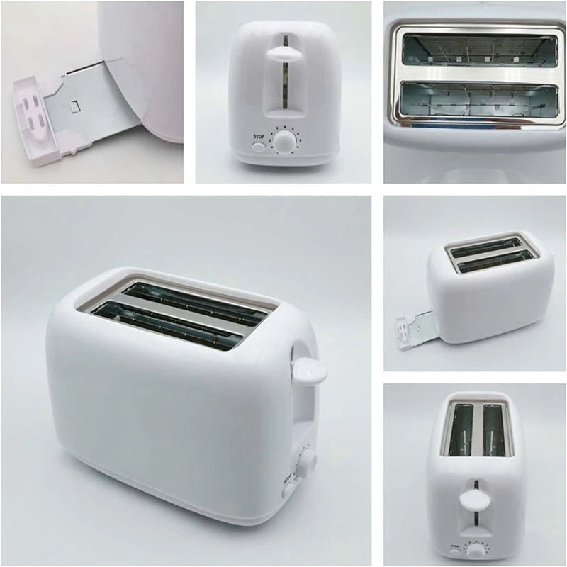 Retro Toaster 2 Slice With 6 Functions, Stainless Steel Toaster Removable Crumb Tray, Under Base Cord Storage US Plug