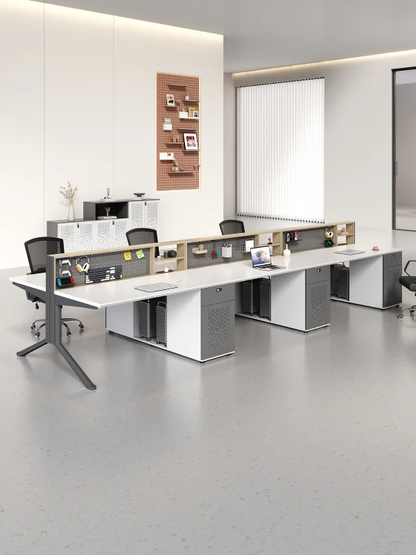 Contemporary Durable 4-Person Modern Minimalist Wood Office Workstation Desk Customizable Options Easy Assembly Waterproof