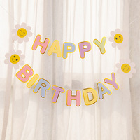 1-5pcs Birthday Flag Party Banner Flower ForHome Room Garland Children Flag Happy Birthday Party Atmosphere Decorations Supplies