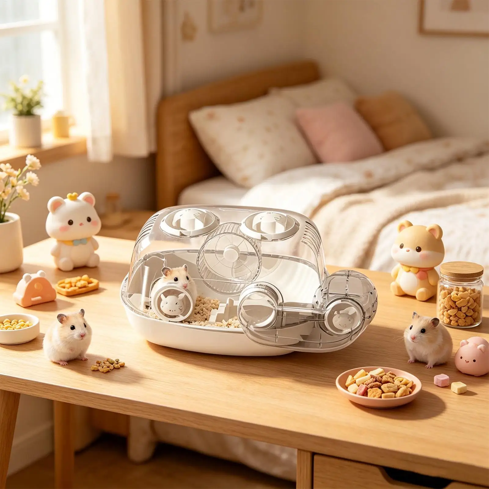 

Прозрачная клетка-террариум для хомяков с туннелем, маленький вольер для ежей, хомяков, карликовых хомяков и джербилов